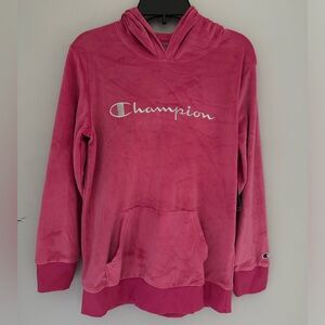 Champion girls velour hoodie pullover top vivid fuchsia nwt